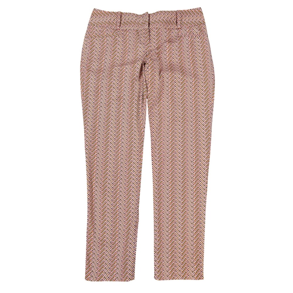 The Limited Drew Fit Pants Womens 0 Pink Cotton Zig Zag Pattern Dress Trousers